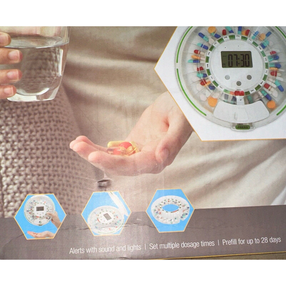 LiveFine Automatic Pill Dispenser Alerts w/Sounds & Lights 28 Days Medication - Picture 3 of 4